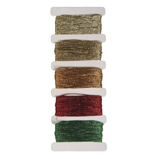 Metallic-Garn Stitch&Knot, 5 Farben je 10m, SB-Btl 50m, gold