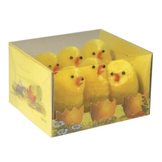 Küken aus Seidenchenille, 5cm, PVC-Box 6Stück