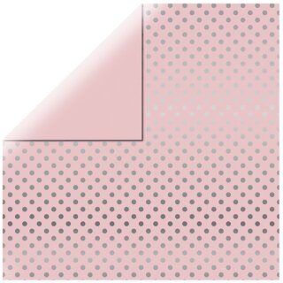 Scrapbookingpapier Silver Foil Dots, 30,5x30,5cm, 180g/m2, zartrosa