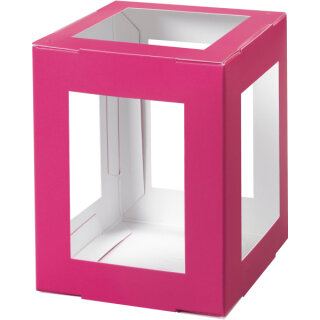 Laternenrohling eckig pink, 13,5 x 13,5 x 18 cm