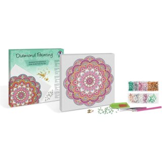 Bastelset Diamond Painting Diamanten Mandala 11, magenta/mint/orange