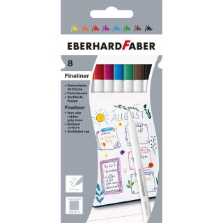 Fineliner 8er Set, verschieden farbig sortiert