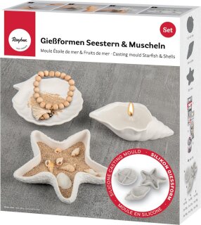 Set Silikongießformen Seestern + Muscheln, 3tlg.