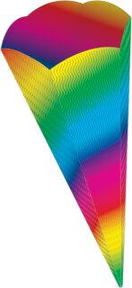 Schultütenrohling aus 3D-Wellpappe regenbogen, h: 68 cm