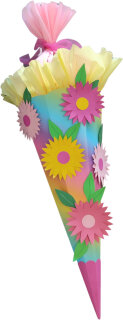 Schultüte Bastelset Regenbogen Blumen vorgestanzt von Prell, inkl. Schulstarterpaket GRATIS