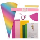 Schultüte Bastelset Regenbogen Blumen vorgestanzt von Prell, inkl. Schulstarterpaket GRATIS