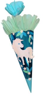 Schultüte Bastelset Glitzer Einhorn vorgestanzt von Prell, inkl. Schulstarterpaket GRATIS